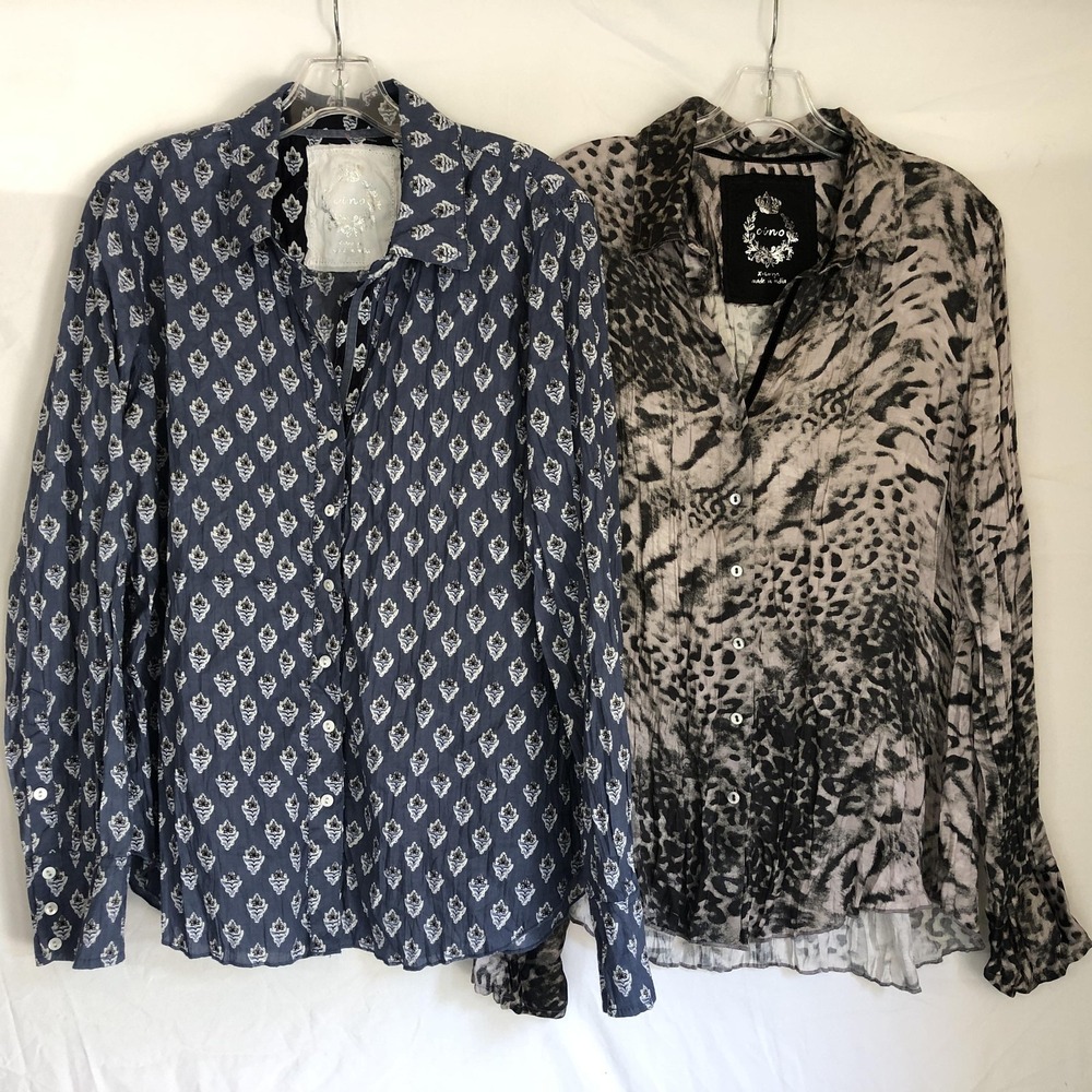 Cino Shirt Womens XL Multicolor Button Front Tunic Lot Of 2 Animal Print Tops